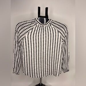 Ann Taylor Black and White Patterned Blouse